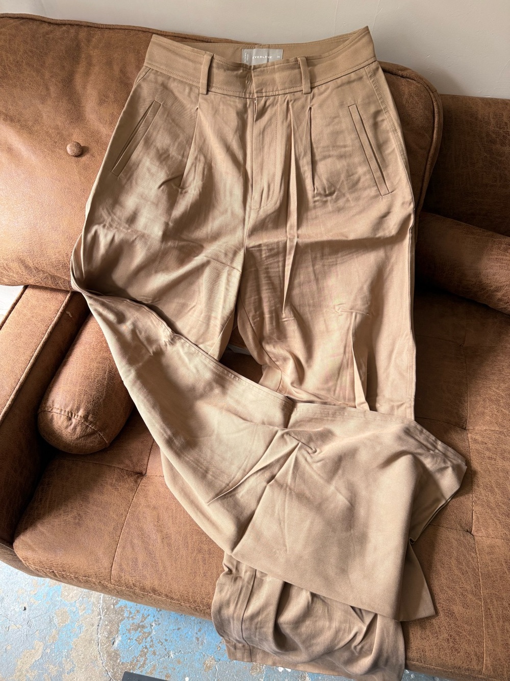 Everlane Tan Wide Leg Work Pants
